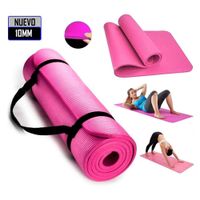 Mat de Yoga Pilates 10 mm con Elástico Portátil Rosado