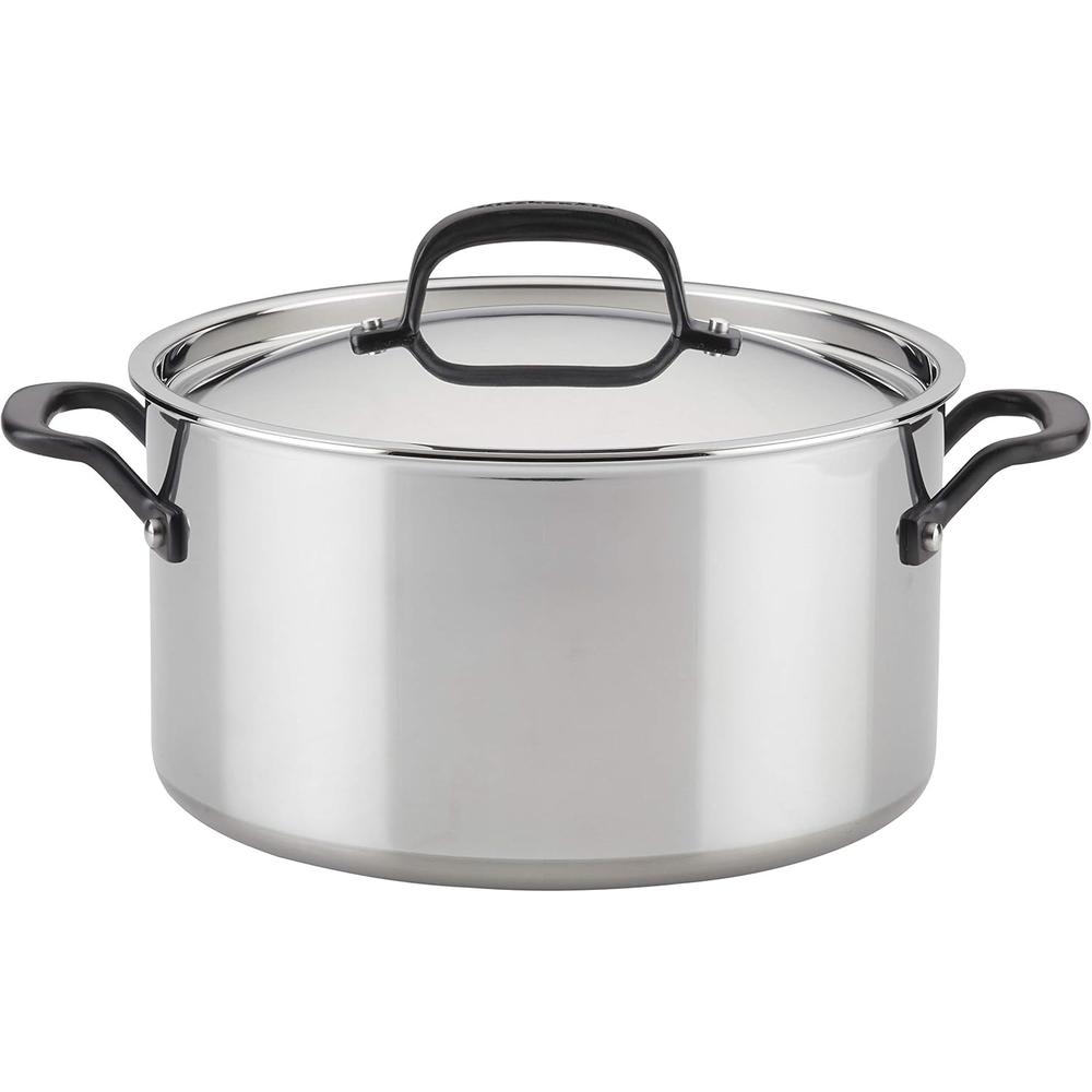KitchenAid olla sopera 7.6 l con tapa, acero inoxidable pulido 5 capas