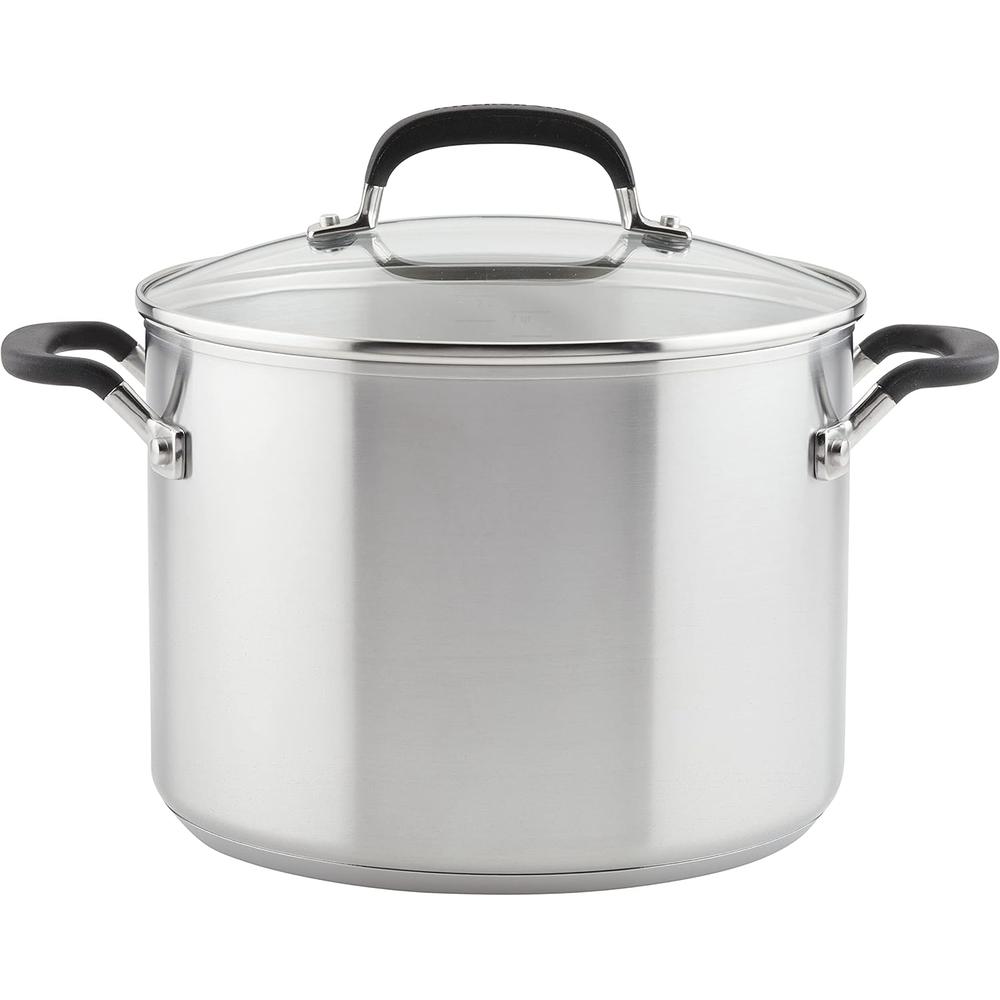 KitchenAid olla 7.6 l con tapa y marcas de medición, acero inoxidable cepillado