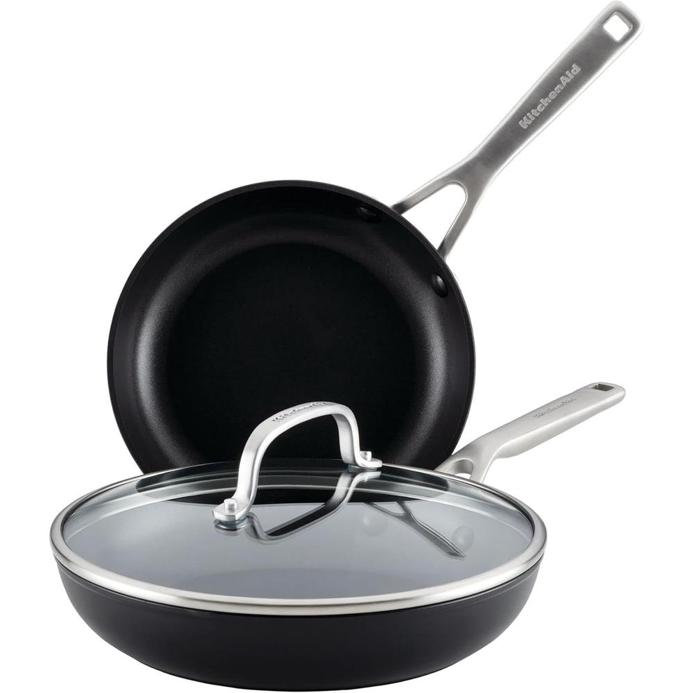 KitchenAid juego de sartenes 3 pzas (20 y 25 cm), inducción anodizada | Negro