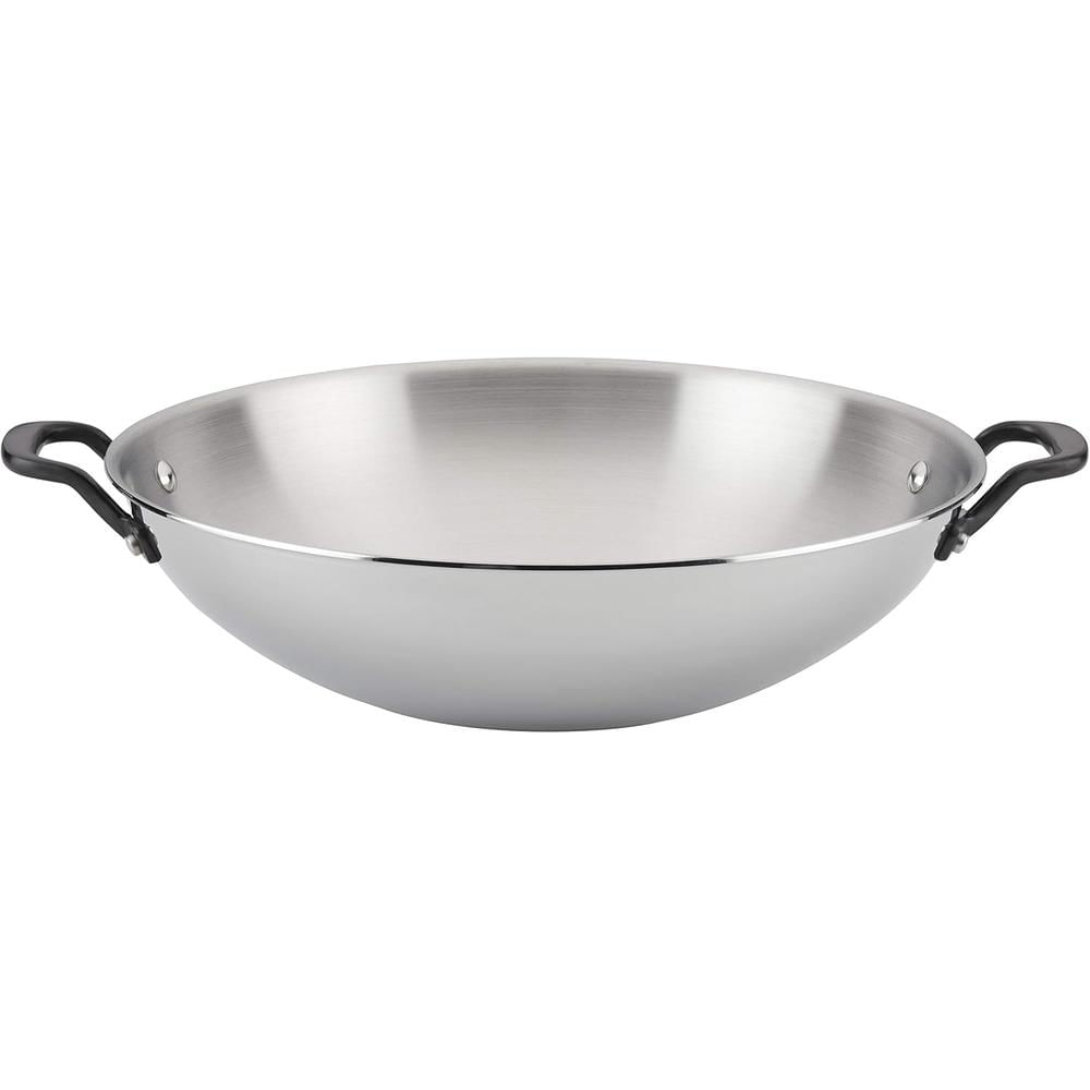 KitchenAid wok 38 cm, acero inoxidable 5 capas compatible | Pulido