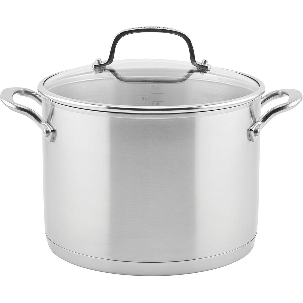 KitchenAid olla sopera 7.6 l con tapa, acero inoxidable cepillado base 3 capas