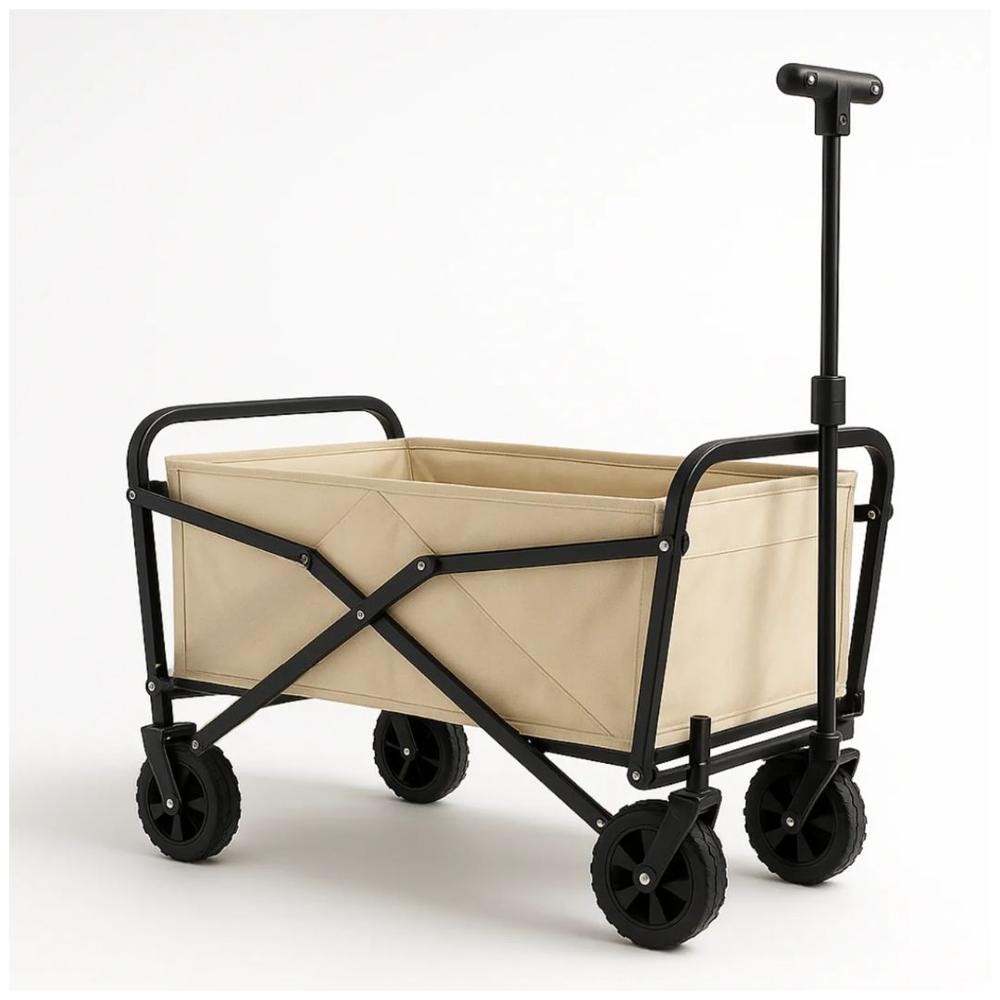 Carrito Plegable de Transporte Camping Playa Compras Biege