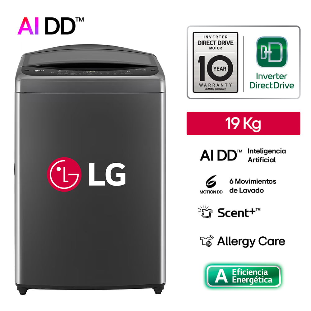 Lavadora Automática LG WT19BV6T 19kg Negro Claro