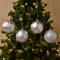 Set de 4 Bolas de Árbol 10cm Silver