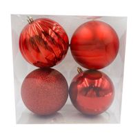 Set de 4 Bolas de Árbol 10cm Rojo
