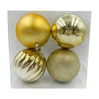 Set de 4 Bolas de Árbol 10cm Dorado