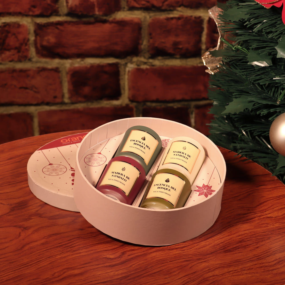 Set de 4 Velas Aromáticas 6cm Box Redondo Navidad