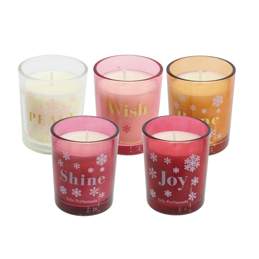 Set de 5 Velas Aromáticas 6cm Box Cuadrado Navidad