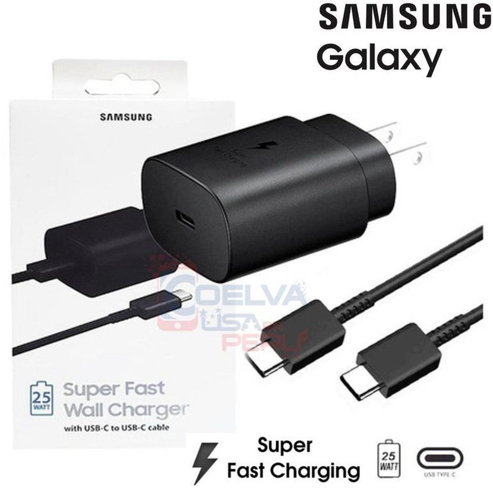 Cargador Samsung USB C de 25W Carga Rápida Galaxy S20 S21 S21ultra S10