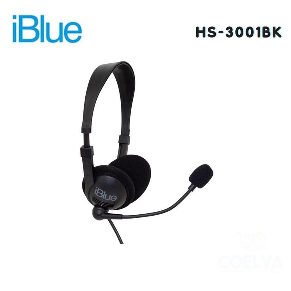 Audífono Alámbrico IBLUE HS-3001BK con Micrófono Estéreo flexible
