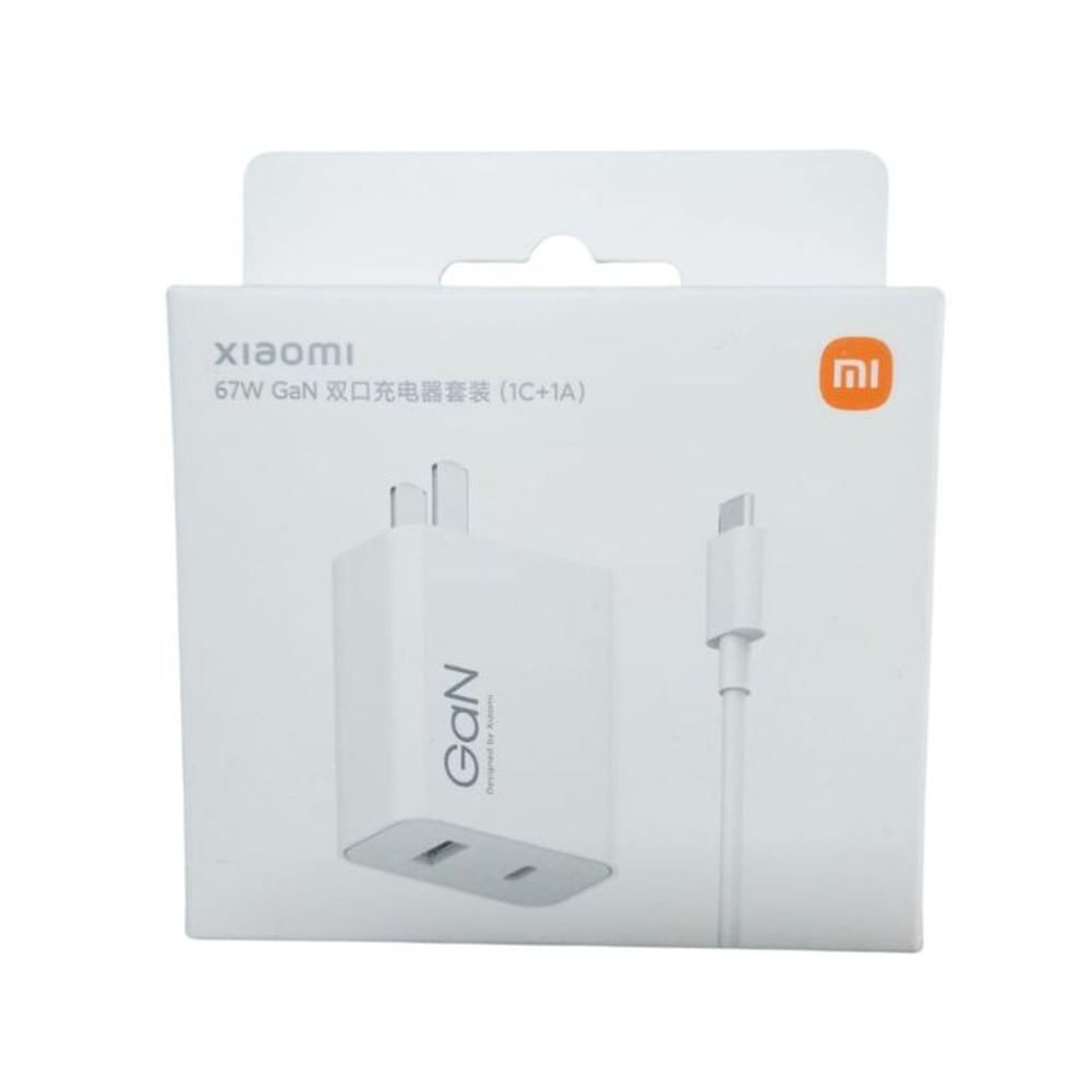 Cargador de Pared Xiaomi 67W Gan de doble puerto Usb-C y Usb-A -Blanco