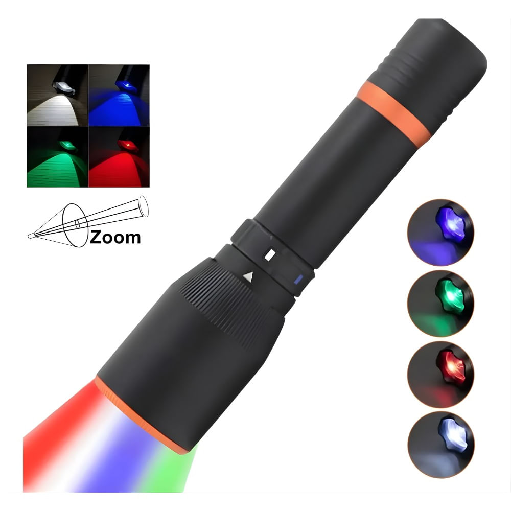 Linterna LED 4 Colores Recargable Blanco Rojo Azul Verde Multiuso