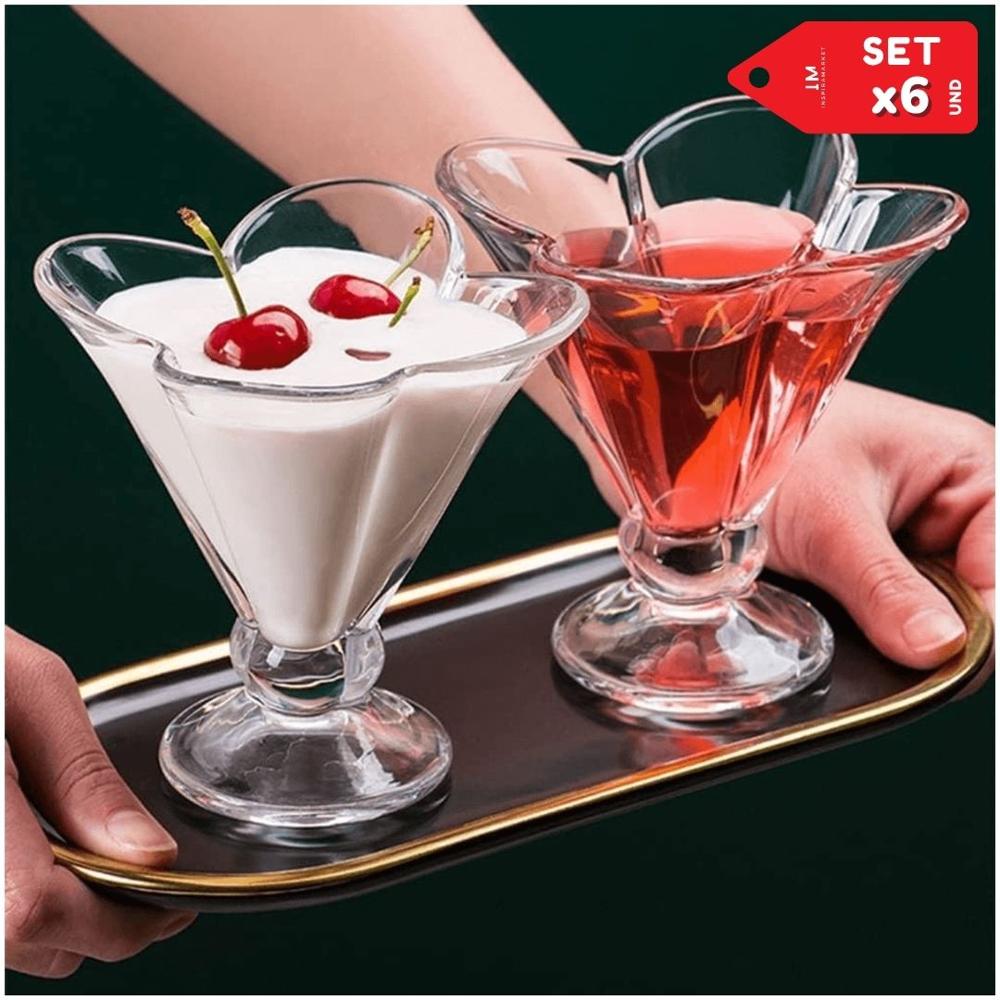 Set x6 Copas de Postres Helados Bebidas  Flor
