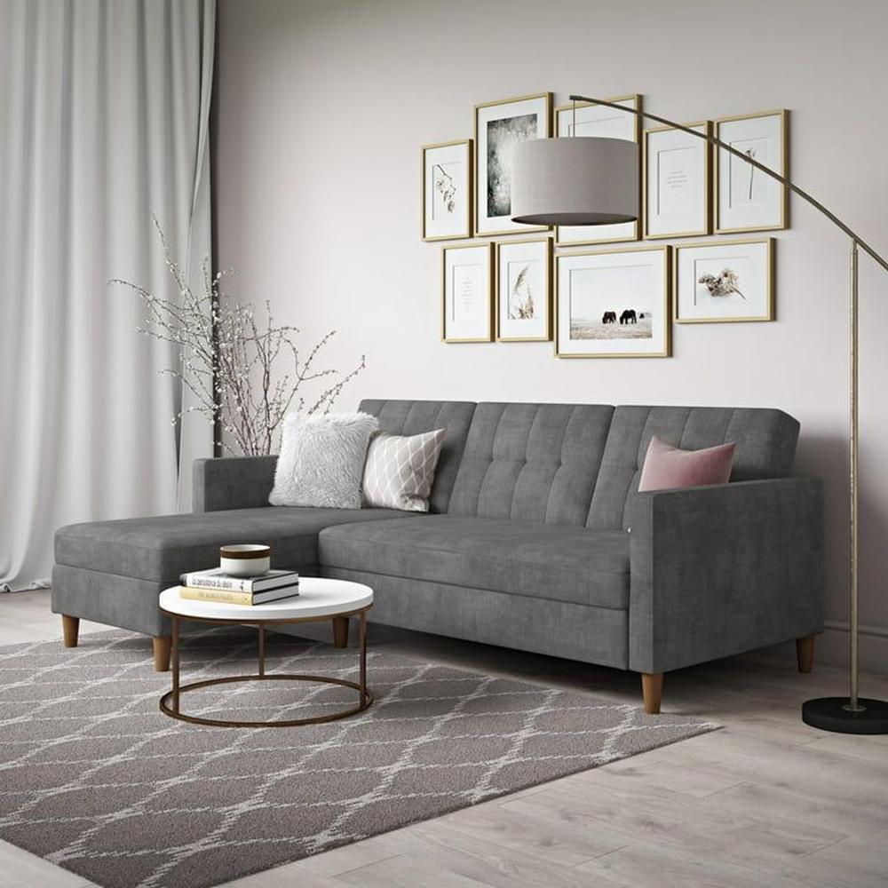 Sofá Seccional Hatford gris oscuro dos piezas más obsequio