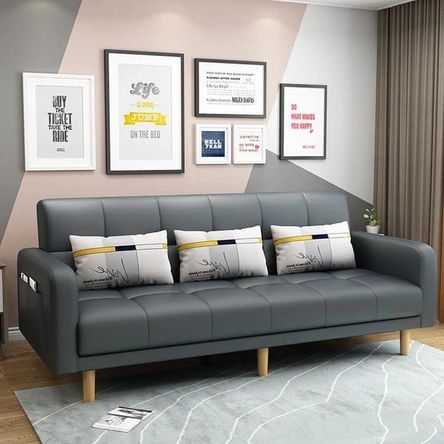 Sofá Eines dos cuerpos gris cuero más obsequio Sofá Eines dos cuerpos gris cuero más obsequio