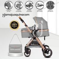 Coche Moisés Travel System BUMI de Lujo Gray