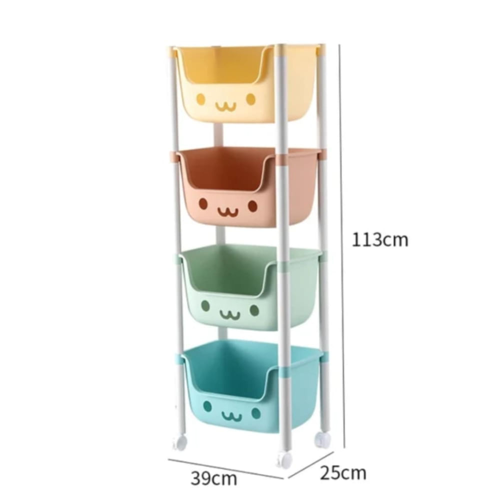 Organizador Estante Multifuncion Kawai Niños de 4 Niveles con Ruedas