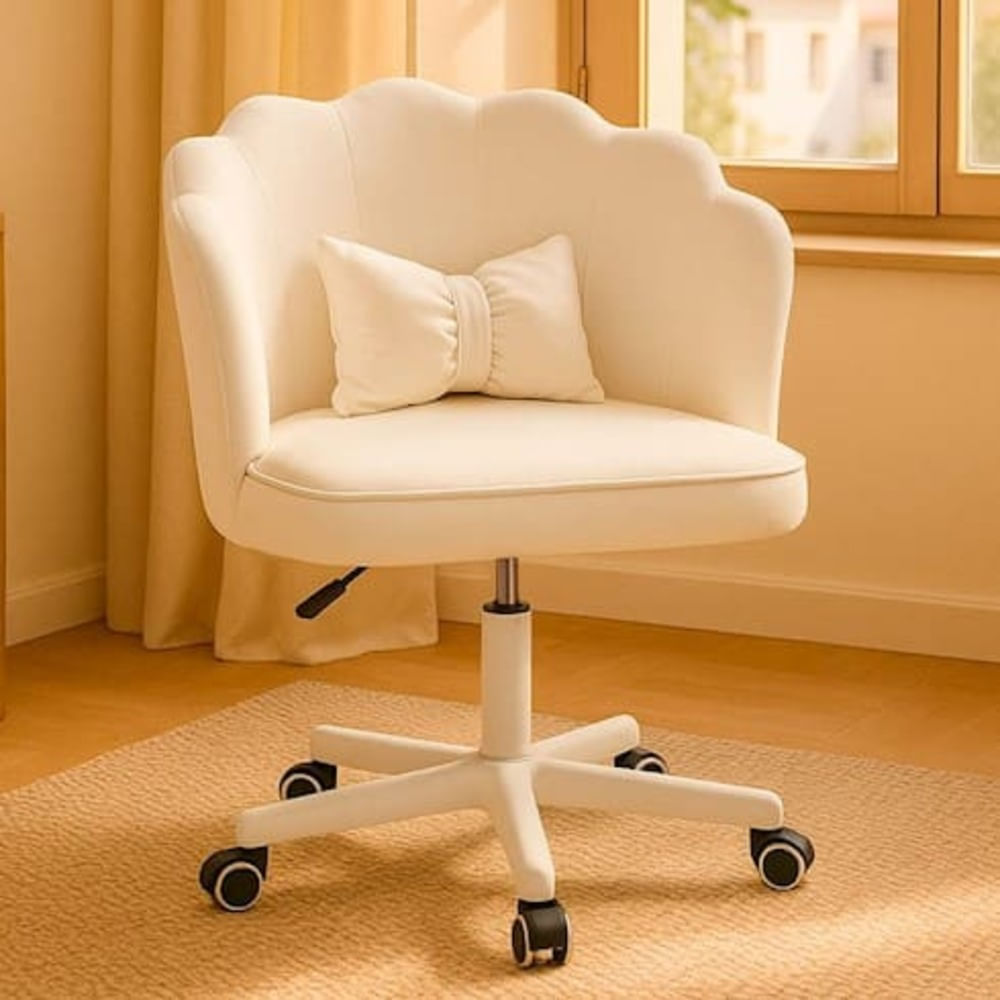 Silla Giratoria de Escritorio Oficina Tocador Q1 Blanca Buckingham DYH390009