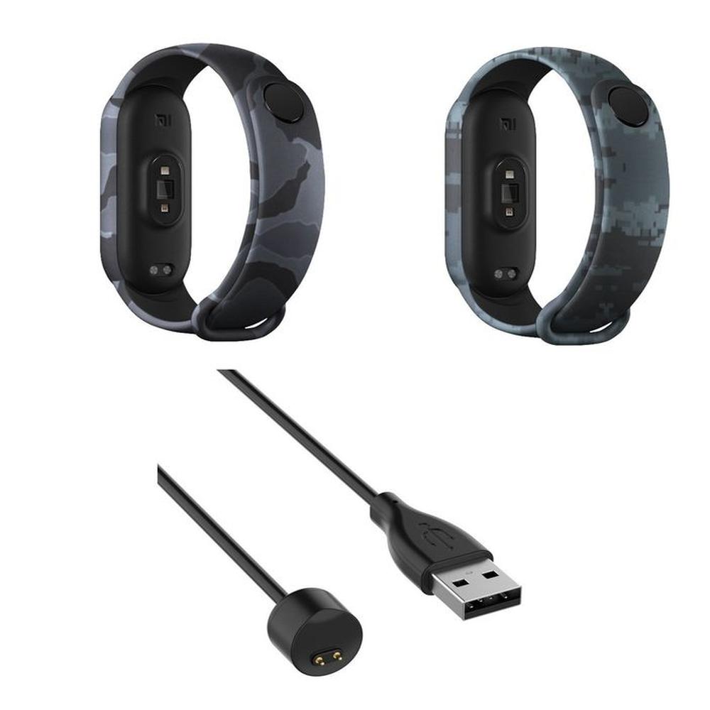 cargador y 2 Correa Silicona camufladas Xiaomi Mi Band 5 y 6