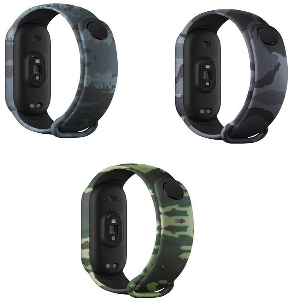 Correa Silicona Xiaomi Mi Band 5 y 6 y 7 camufladas y 3 unidades