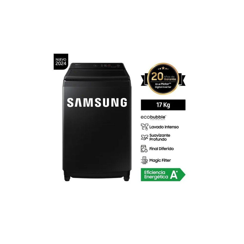 Lavadora Samsung EcoBubble™ 17KG Negra WA17CG6441BVPE