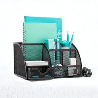 Organizador De Escritorio Metálico Negro – Diseño Moderno