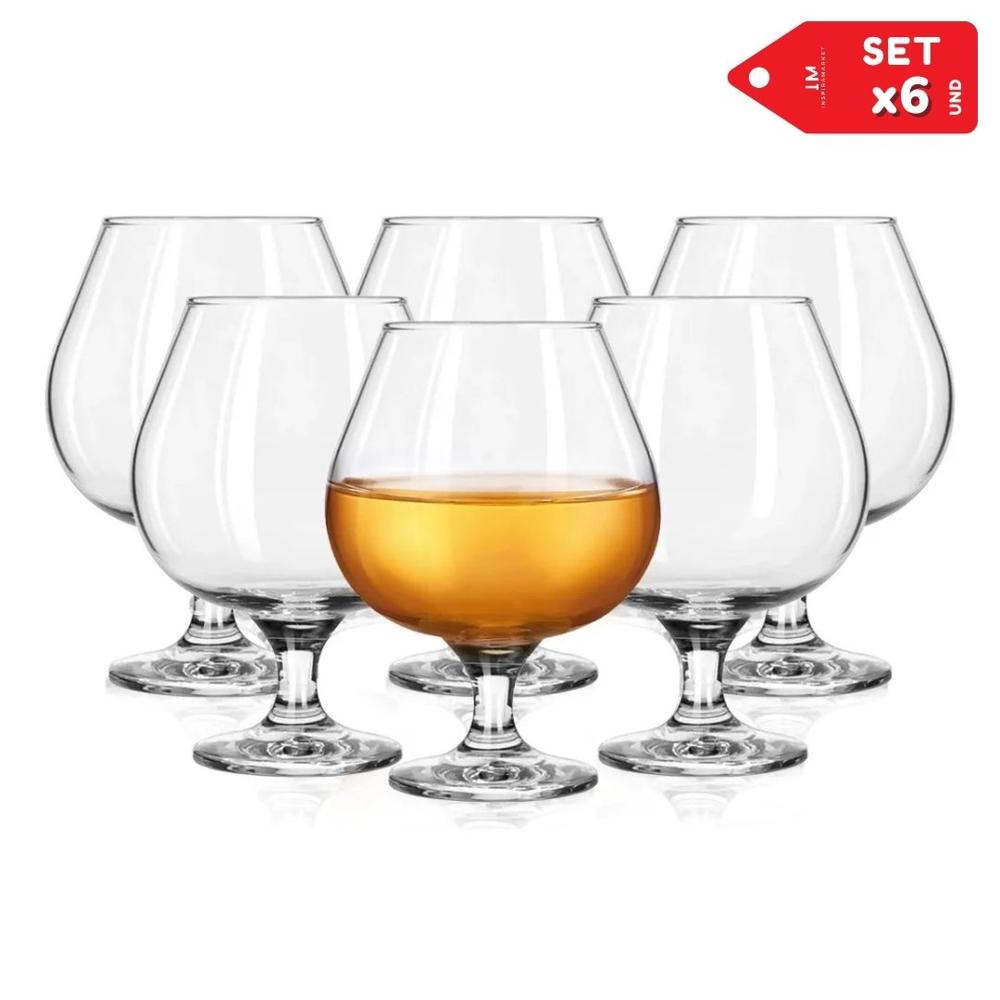 Set x6 Copas de Vino Brandy de Vidrio