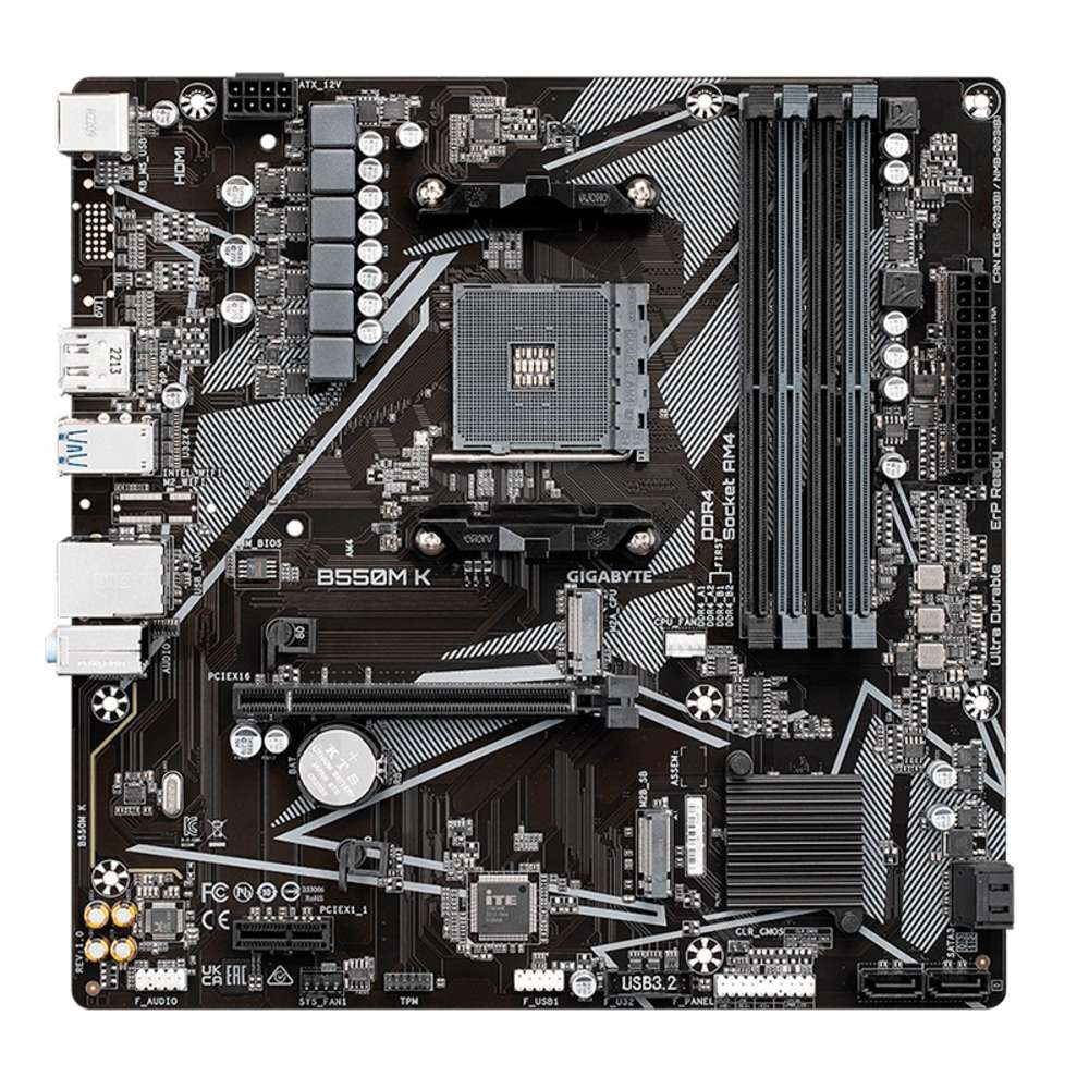 Motherboard Gigabyte B550M K (rev. 1.0) Chipset AMD B550, Socket AM4, Micro ATX