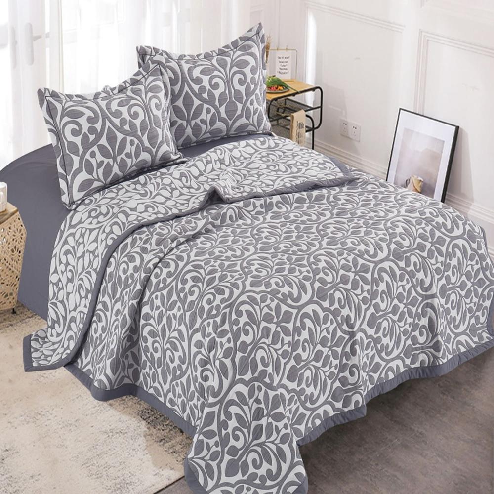 Set de cobertor Verano Queen + sábanas + Fundas 100% algodón de 5 piezas bordados - RC3