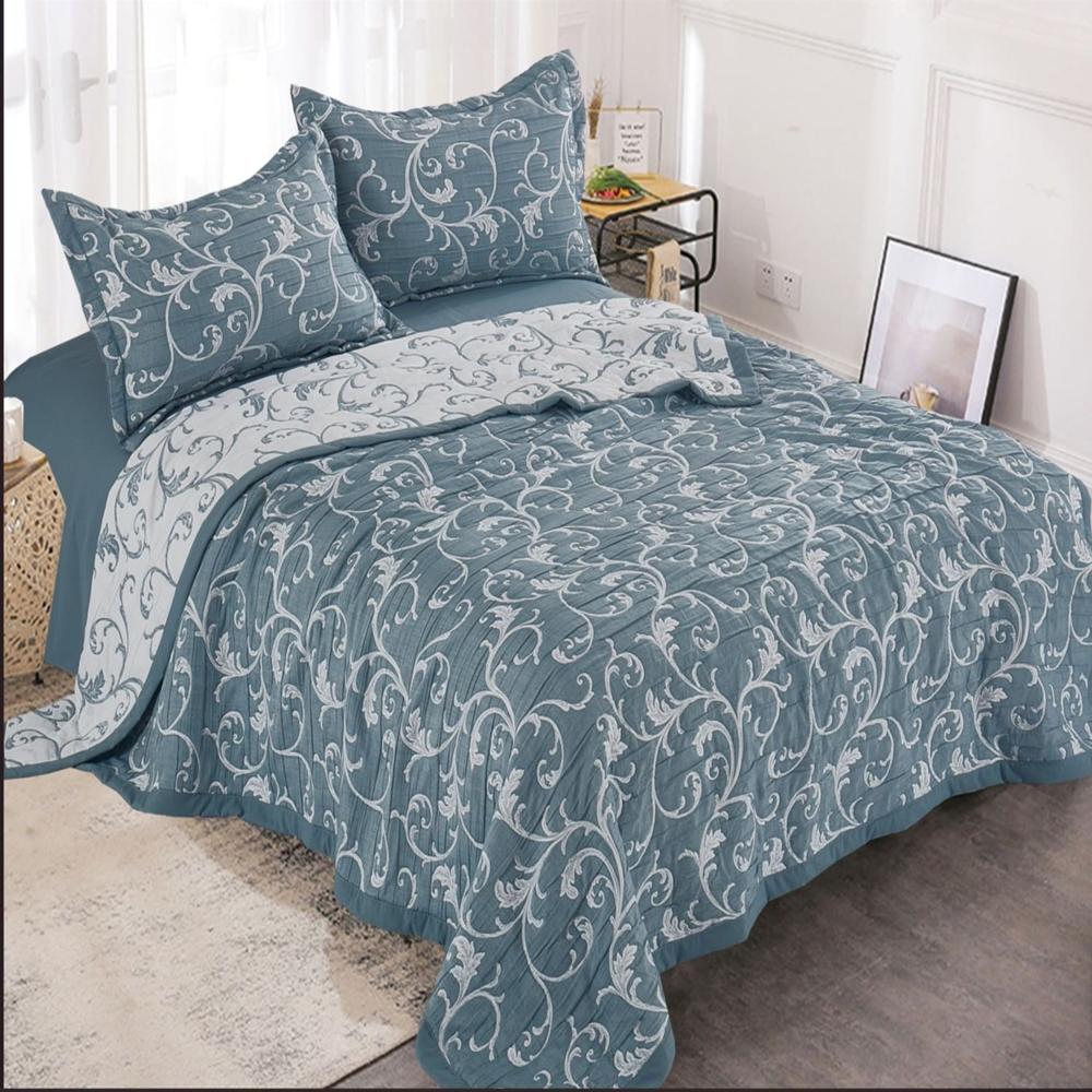 Set de cobertor Verano King + sábanas + Fundas 100% algodón de 5 piezas bordados - RB6