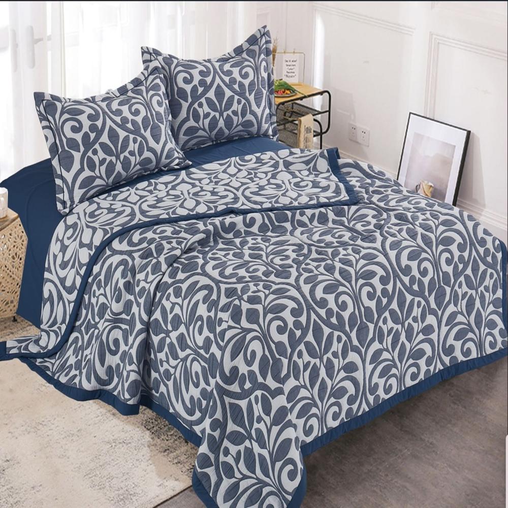 Set de cobertor Verano King + sábanas + Fundas 100% algodón de 5 piezas bordados - RB4