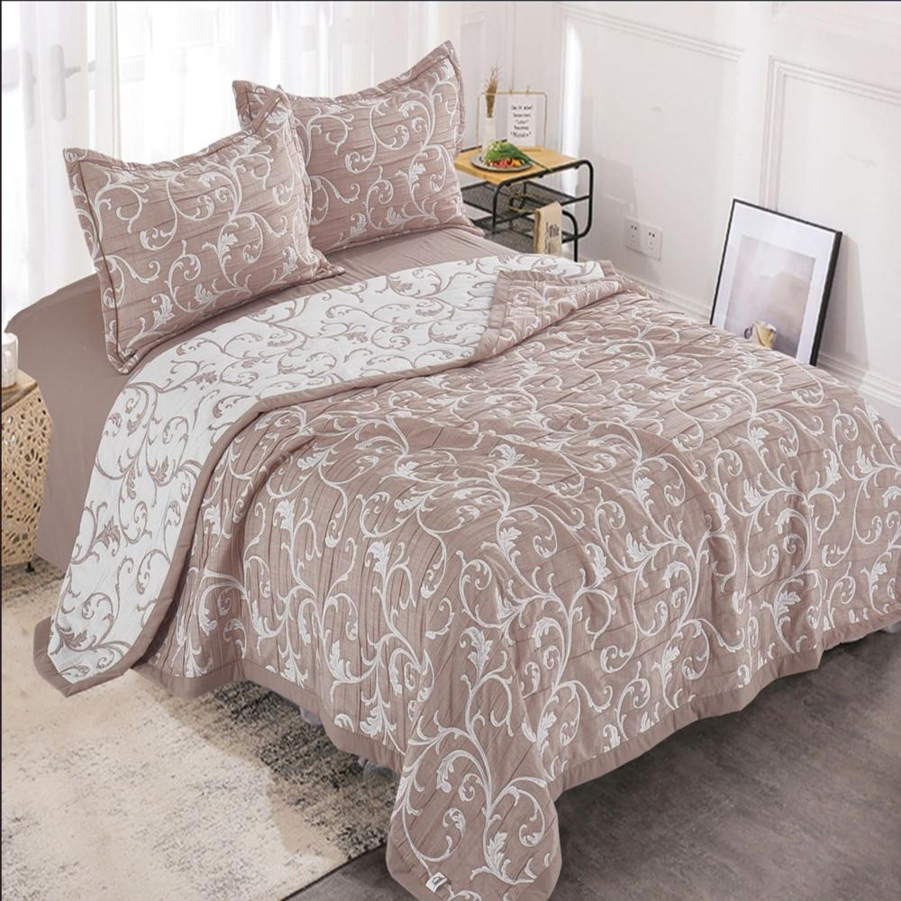 Set de cobertor Verano King + sábanas + Fundas 100% algodón de 5 piezas bordados - RB9