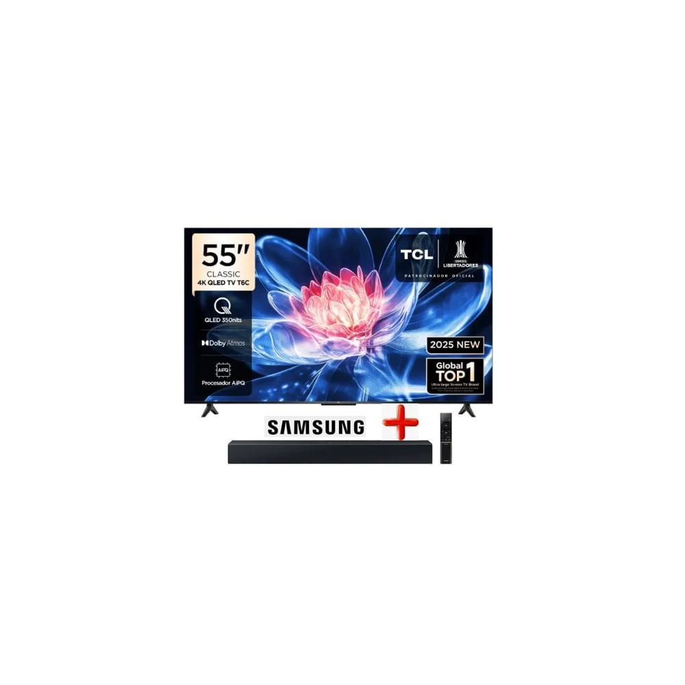 Televisor Tcl 55 Qled 4k 55t6c Google Tv+ soundbar samsung c400