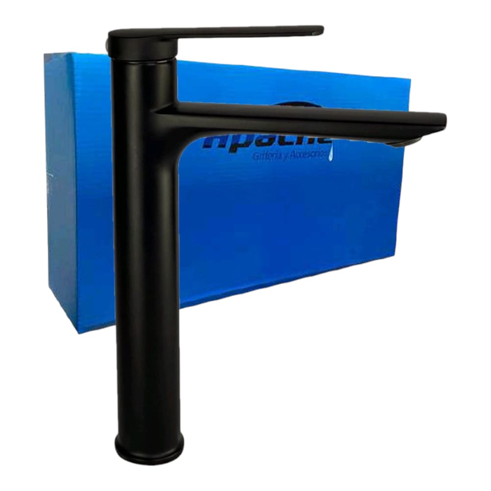 Grifo Mezcladora Alto 28cm para Lavabo Ovalin o Bowl Negro Mate Macizo