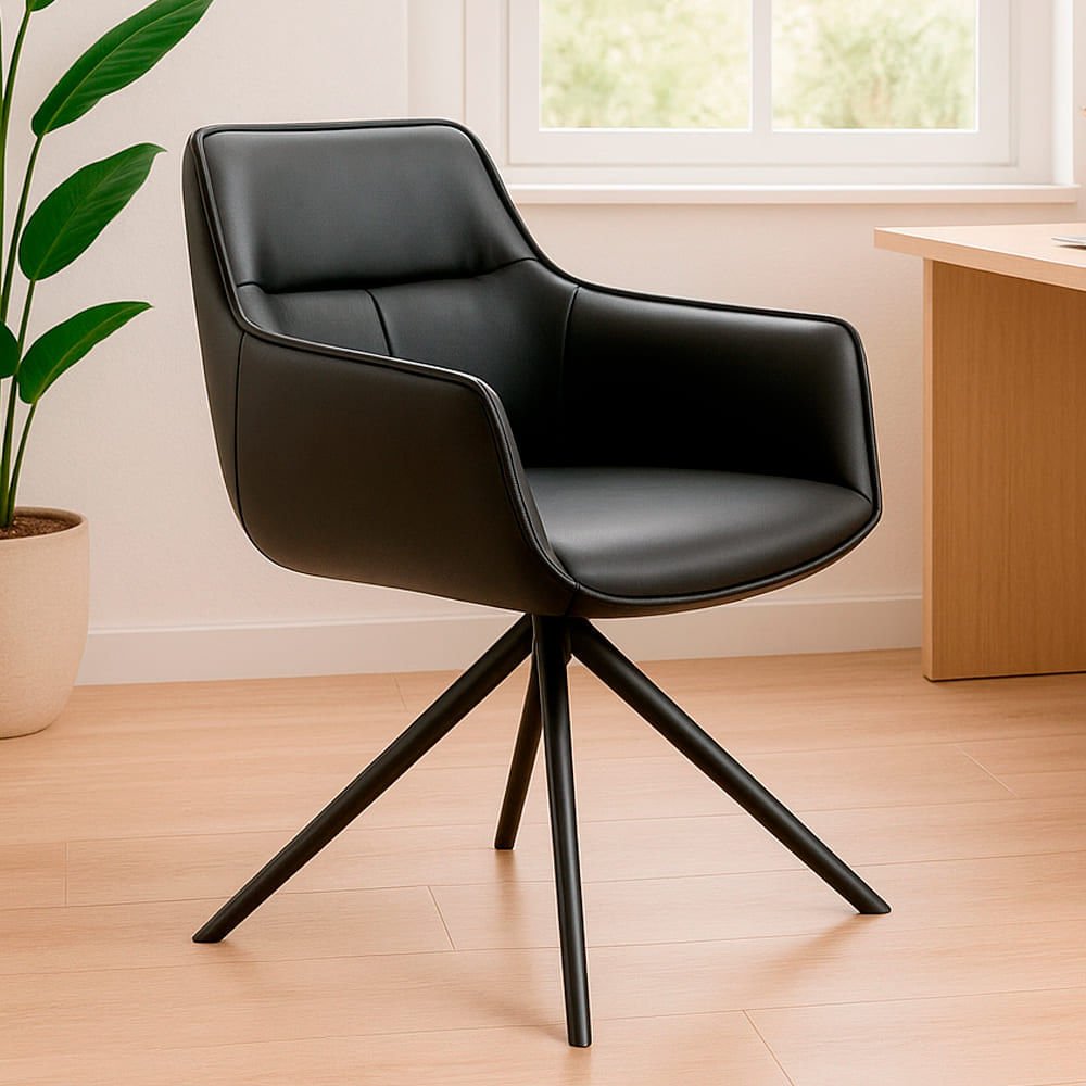 Butaca Cuero Giratoria 360 grados Buckingham Harland Negro