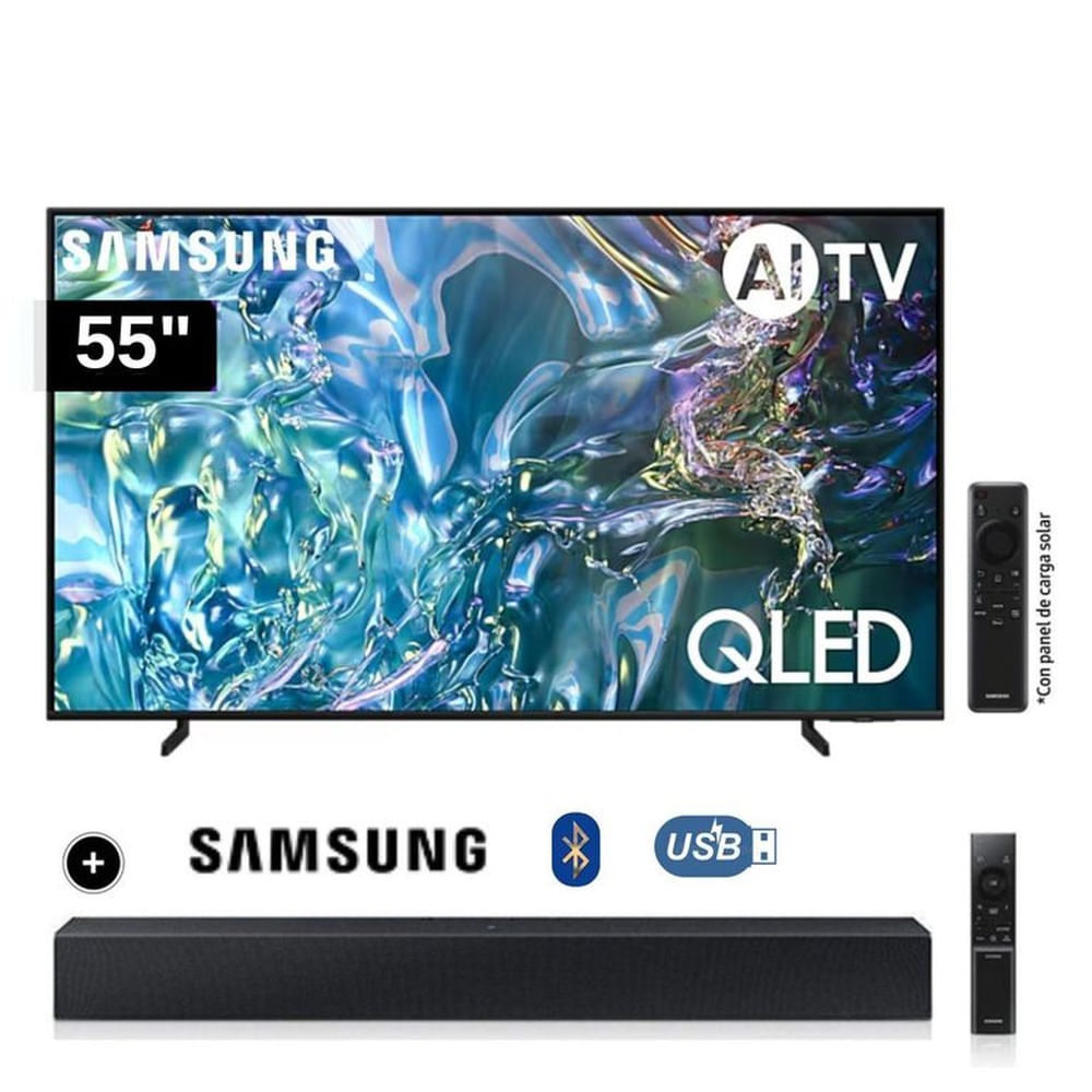 Televisor Samsung QLED Tizen OS Smart Tv 55 4K QN55Q60DAGXPE+ Soundbar HW C400