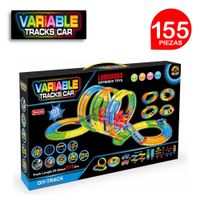 Pista de carrera VARIABLE TRACK Luminosa Flexible 155 piezas 3 espirales