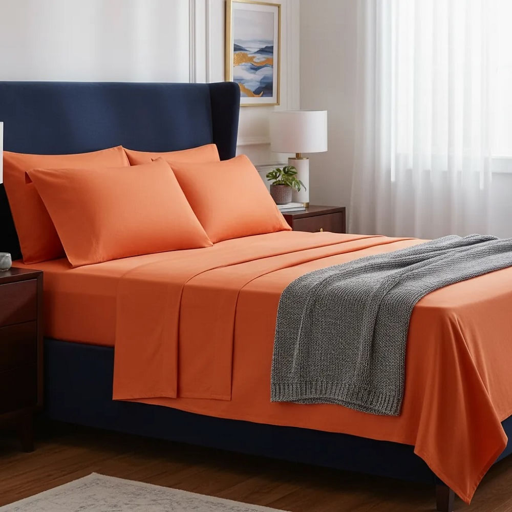 Juego de sabanas algodón pima interiotex 180 hilos Queen color Crush