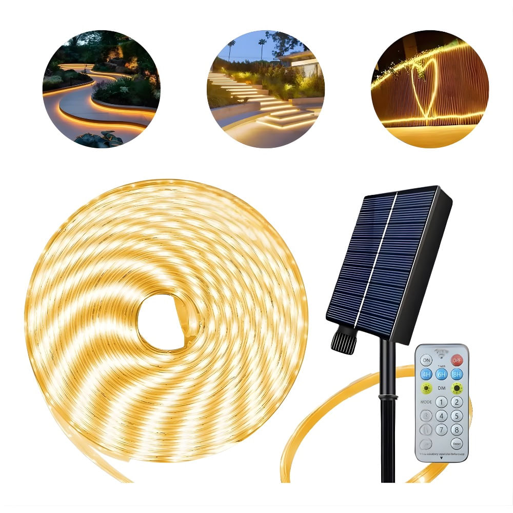 Tira Led Solar Exterior 10m Con Sensor Automático