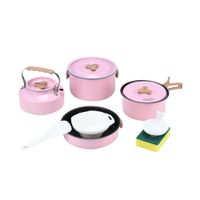 Set Ollas Aluminio Camping 4 Piezas Rosa