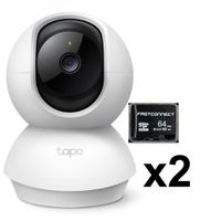 KIT DE 2  CÁMARAS DE VIDEOVIGILANCIA INTELIGENTE TPLINK TAPO C210  MAS MICROSD 64 GB