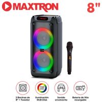 Torre de Sonido Maxtron Mx 800 Zenith 02 Bocinas 8 pulgadas 01 Micrófono LED Disk