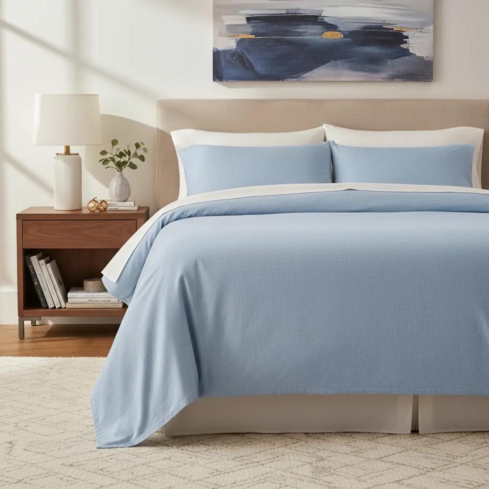 Juego de sabanas  algodón pima interiotex  180 hilos Queen color Oxford Blue