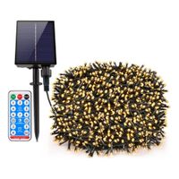 Luces Navideñas Solares 9 Metros Con Control Y 100 Led Multicoor