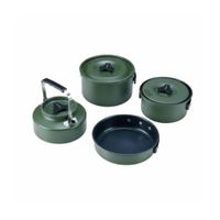 Set Ollas Aluminio Camping 4 Piezas Verde
