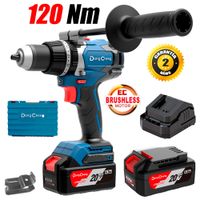 Taladro Atornillador Percutor 13mm Dongcheng DCJZ03-13EM 20V 120Nm 2Bat x 4Ah Brushless