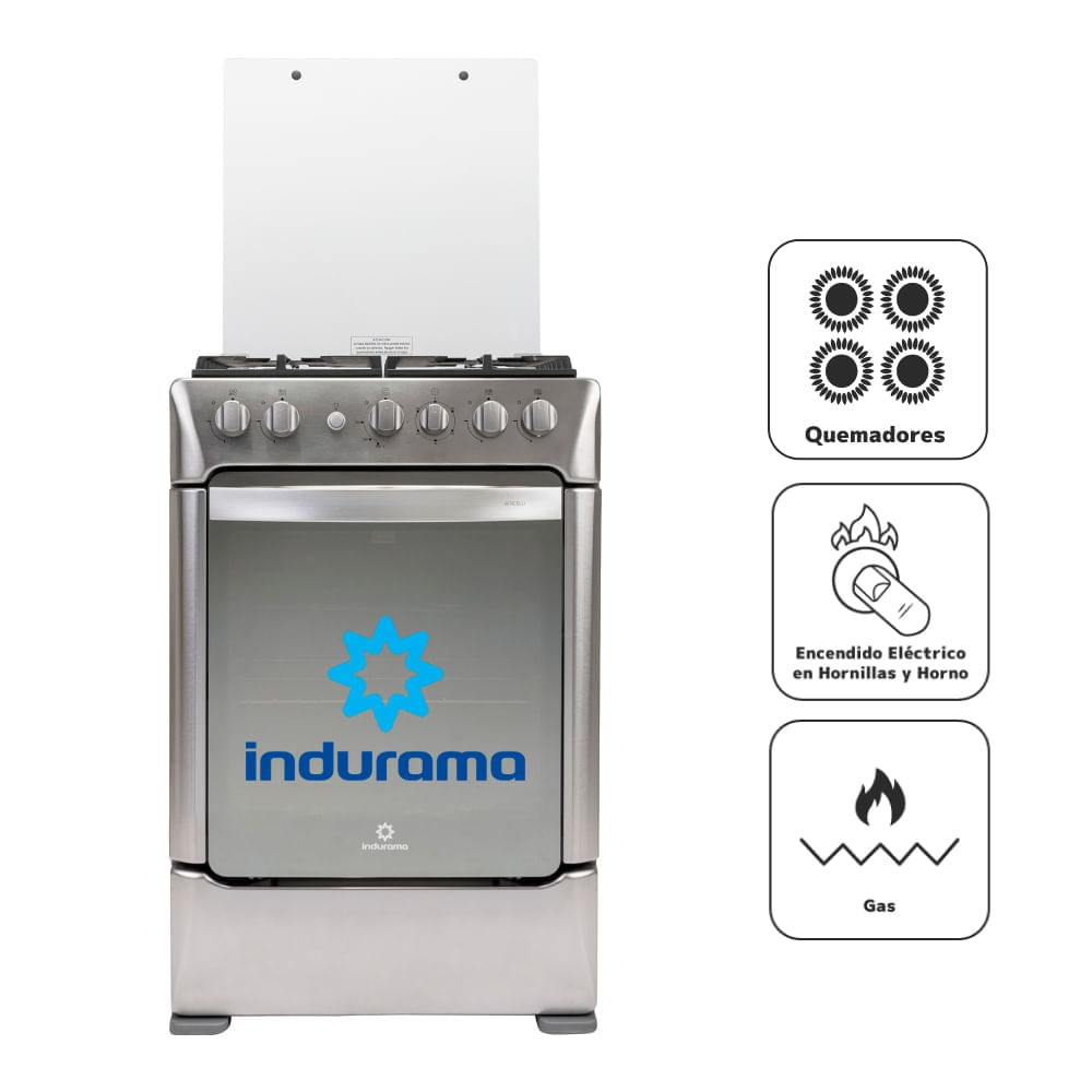 COCINA INDURAMA VERCELLI ZAFIRO CROMA 4 HORNILLAS