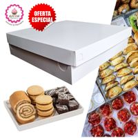 50 Cajas de Bocaditos con Tapa para Repostería de 26 cm.