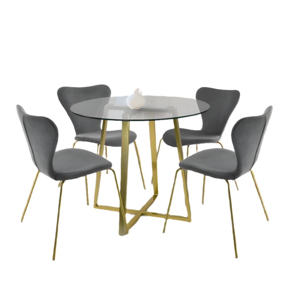 Comedor 4 Sillas Lara Gris Oscuro HogarySpacios